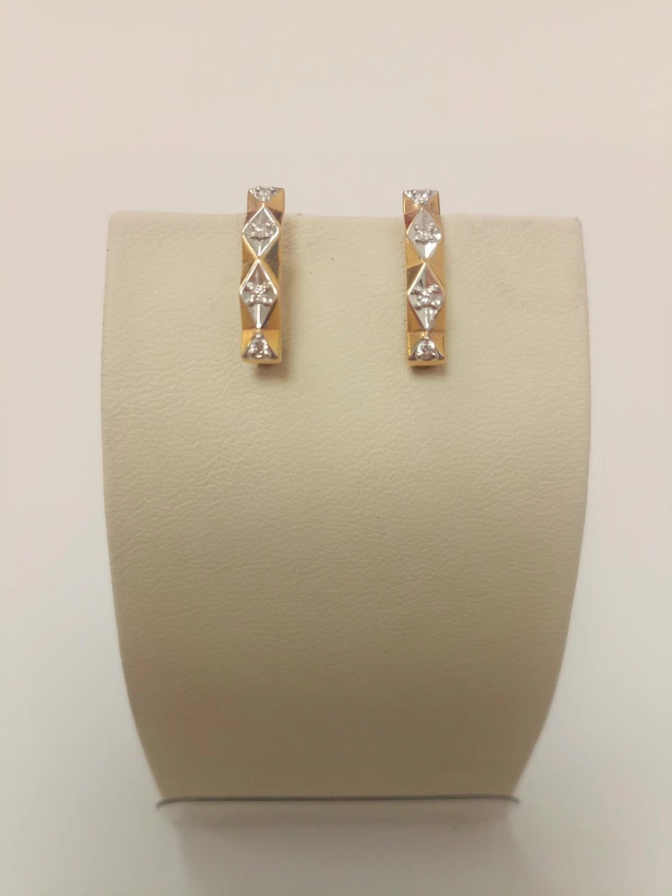 Серьги с фианитом из красного золота 375 пробы