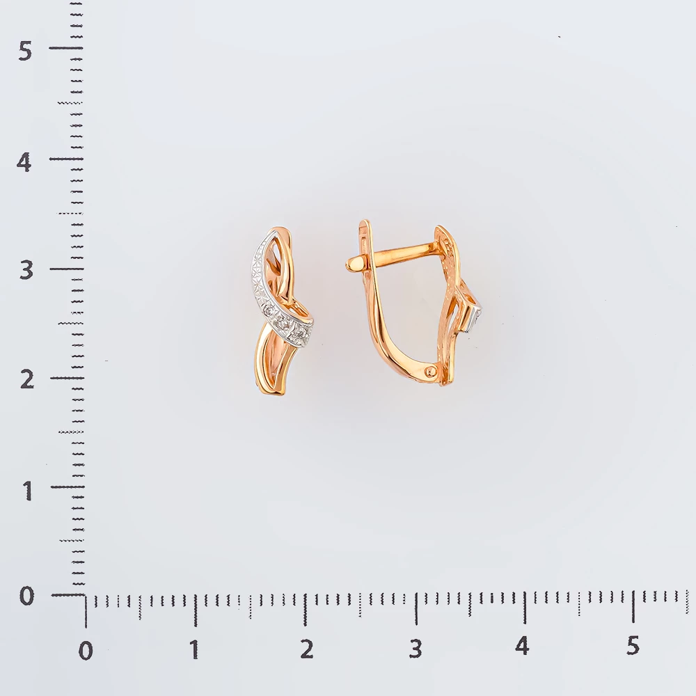 Серьги с фианитом из красного золота 375 пробы