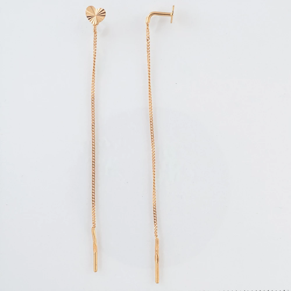 Серьги-продевки из красного золота 585 пробы