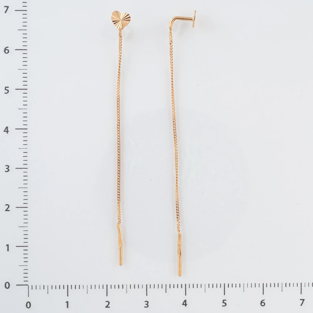 Серьги-продевки из красного золота 585 пробы