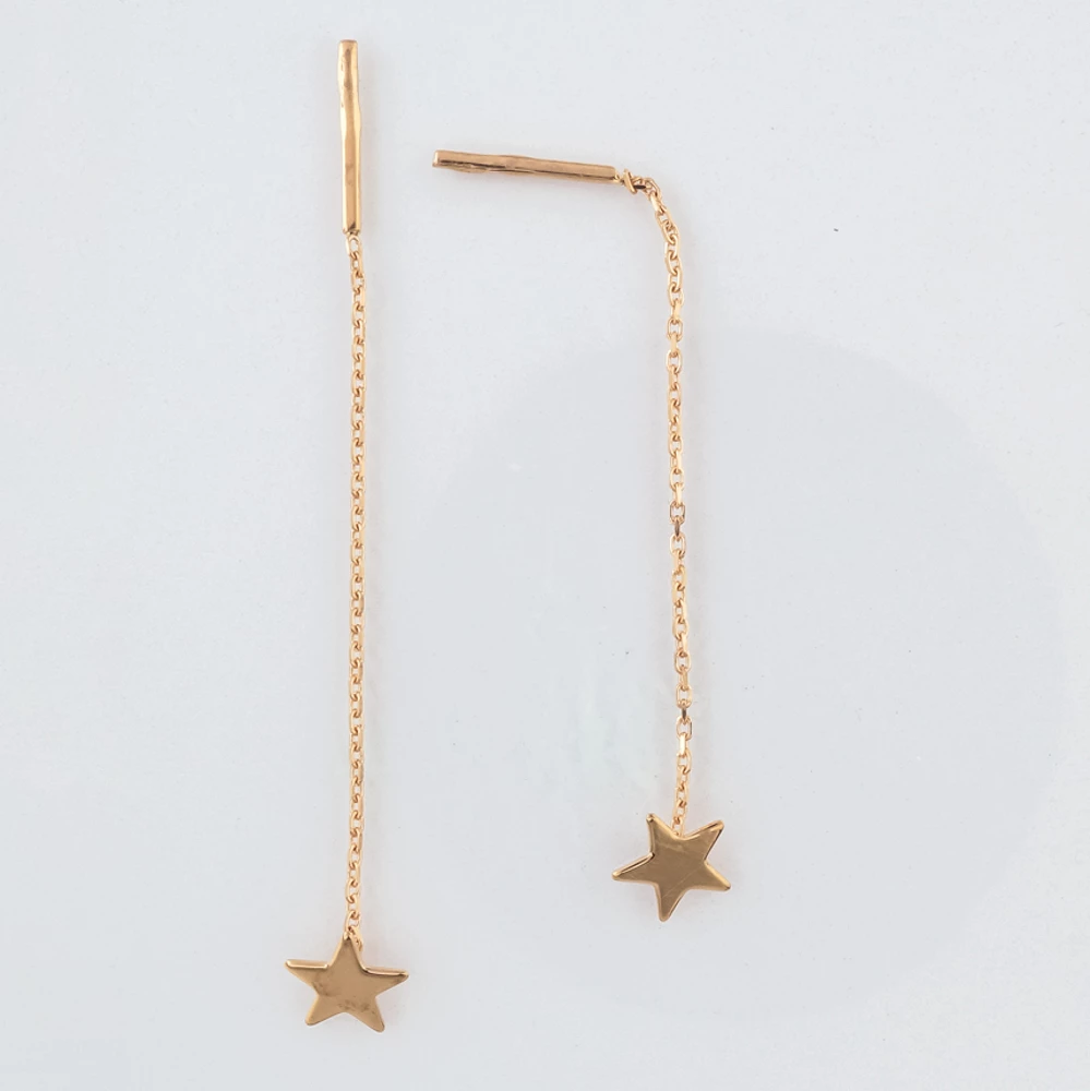 Серьги-продевки из красного золота 585 пробы