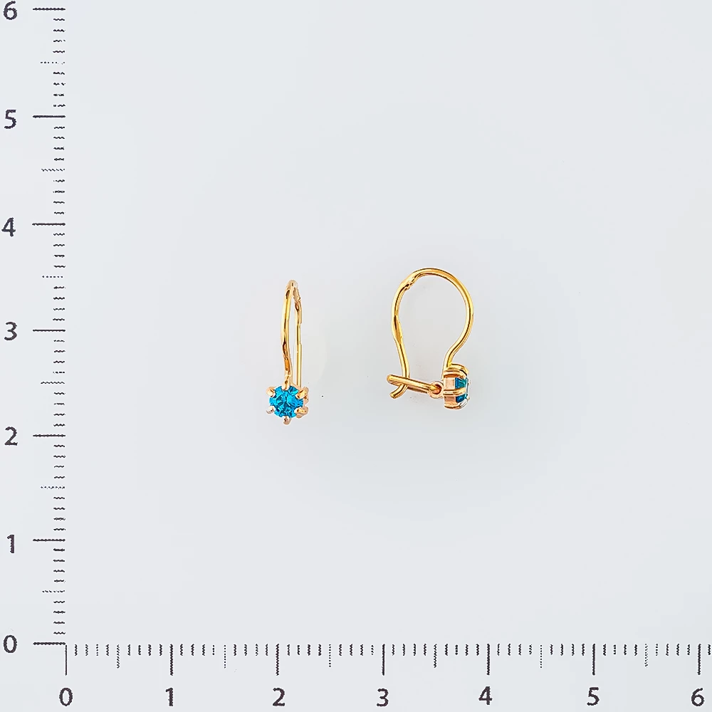 Серьги с фианитом из красного золота 585 пробы