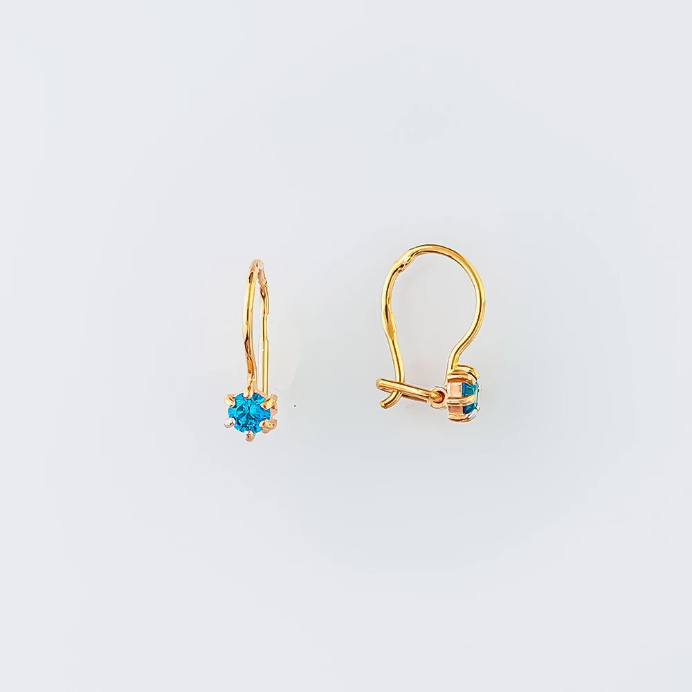 Серьги с фианитом из красного золота 585 пробы