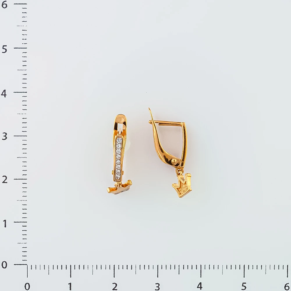 Серьги с фианитом из красного золота 585 пробы