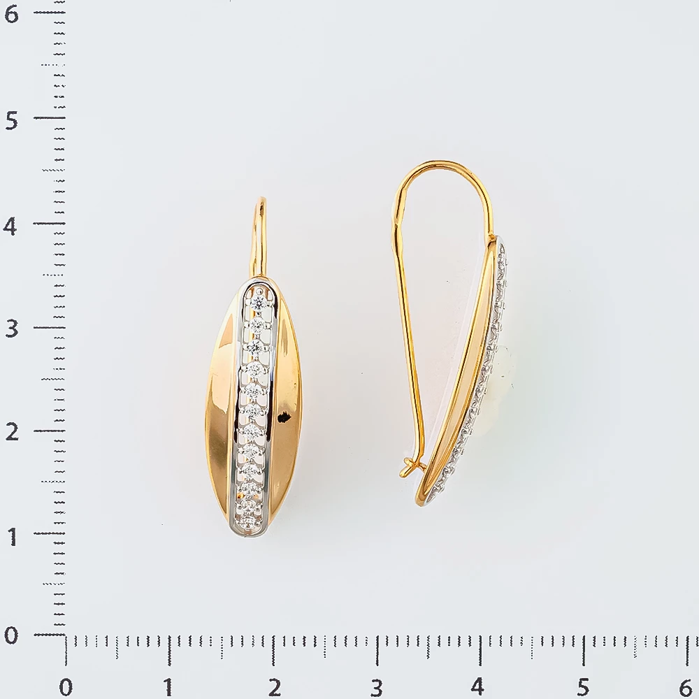 Серьги с фианитом из красного золота 585 пробы