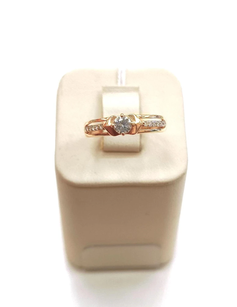 Серьги с фианитом из желтого золота 585 пробы