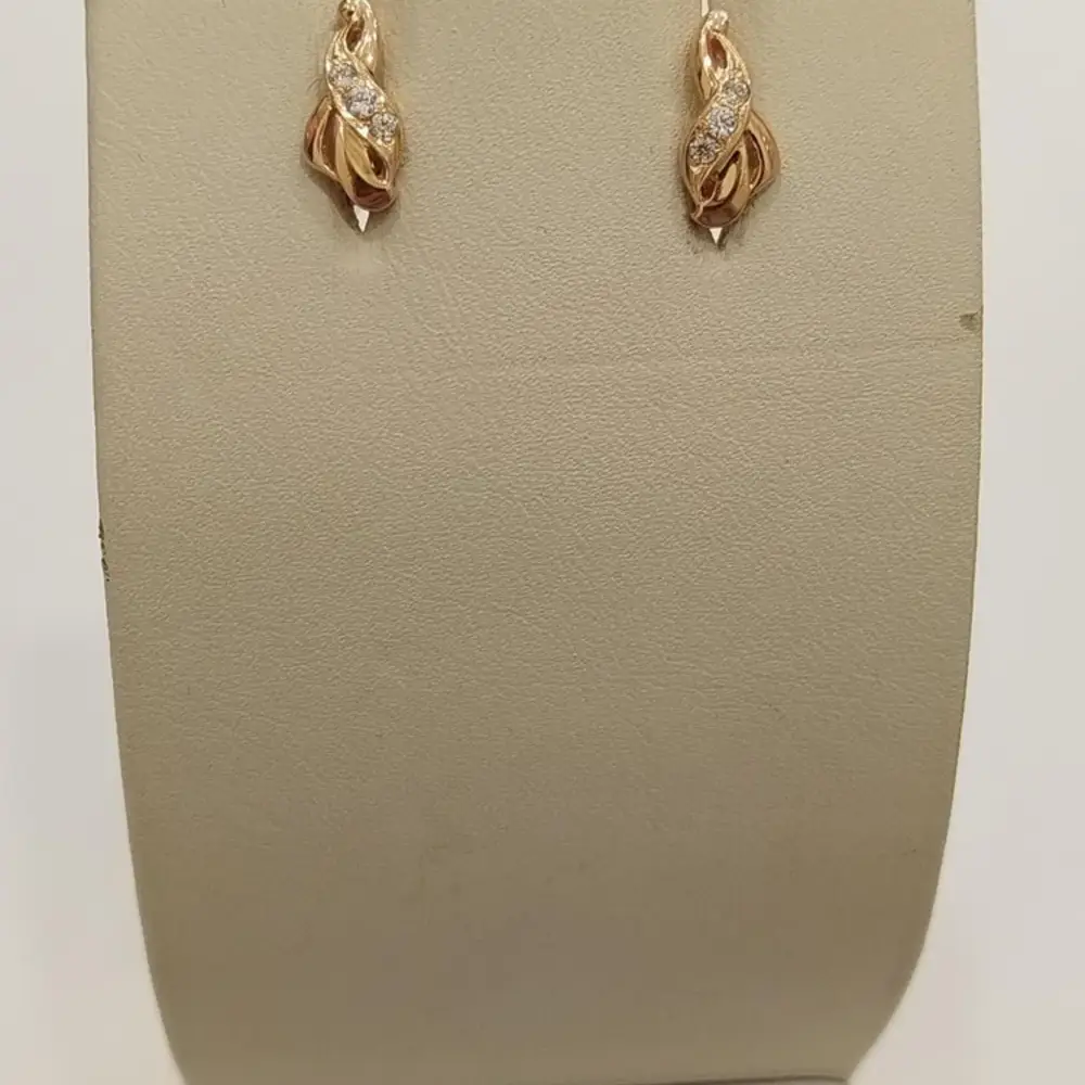 Серьги с фианитом из красного золота 585 пробы 1