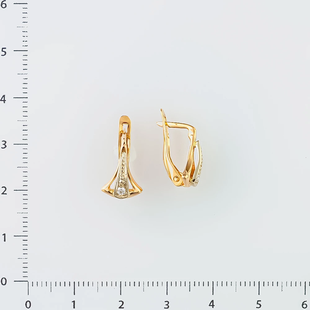 Серьги с фианитом из красного золота 585 пробы