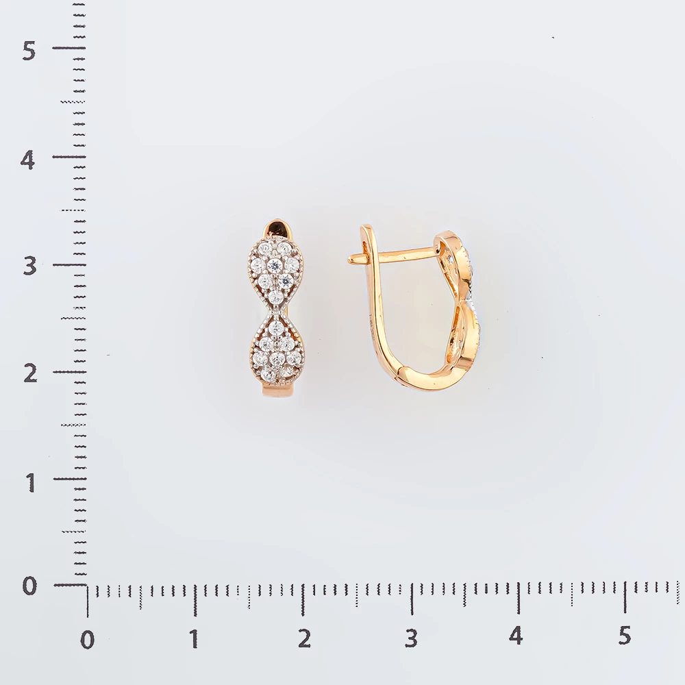 Серьги с фианитом из красного золота 585 пробы
