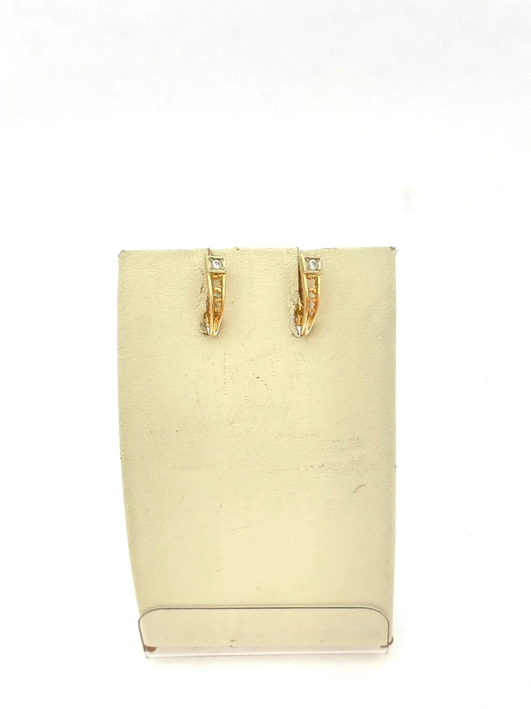 Серьги с фианитом из красного золота 585 пробы