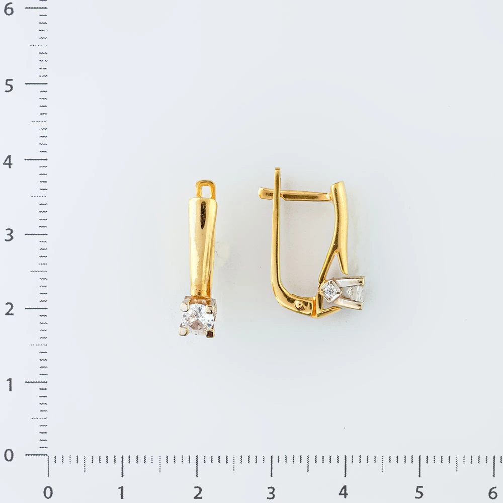 Серьги с фианитом из желтого золота 585 пробы