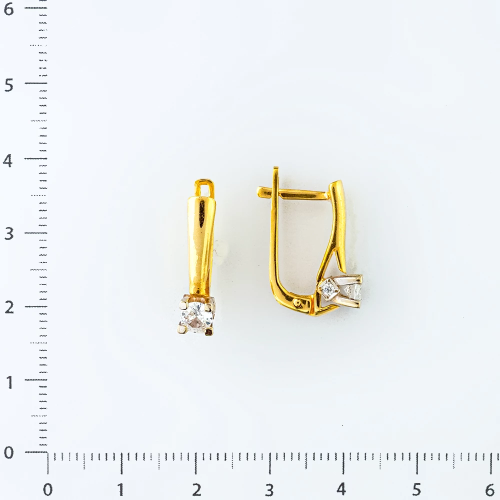 Серьги с фианитом из желтого золота 585 пробы