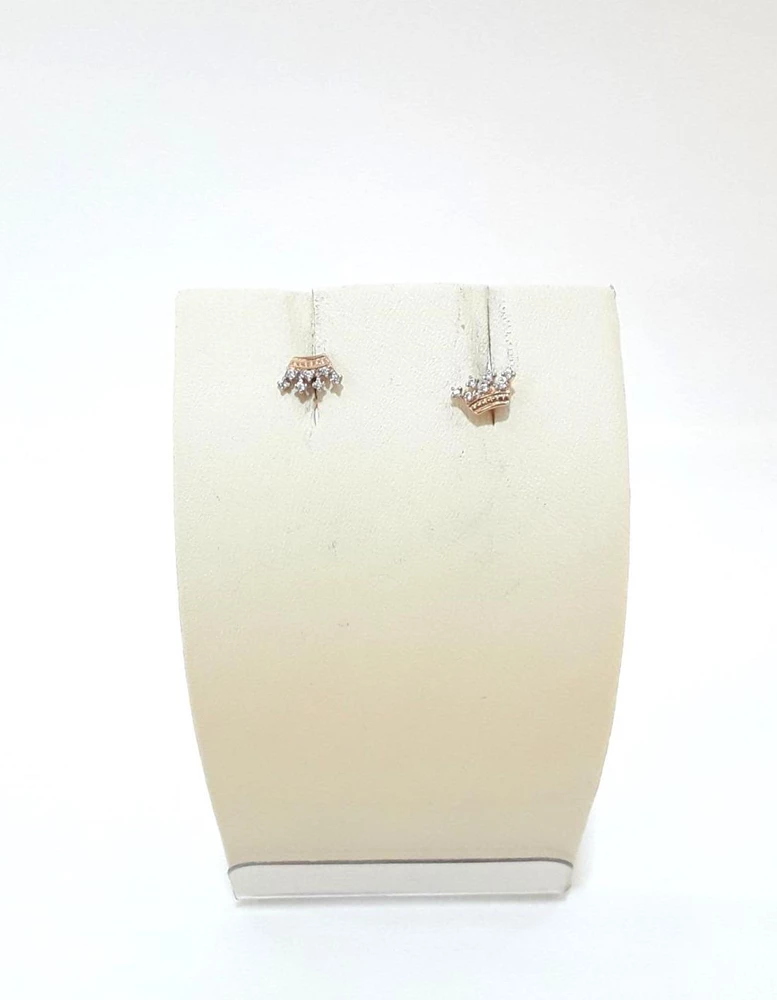 Серьги с фианитом из красного золота 585 пробы