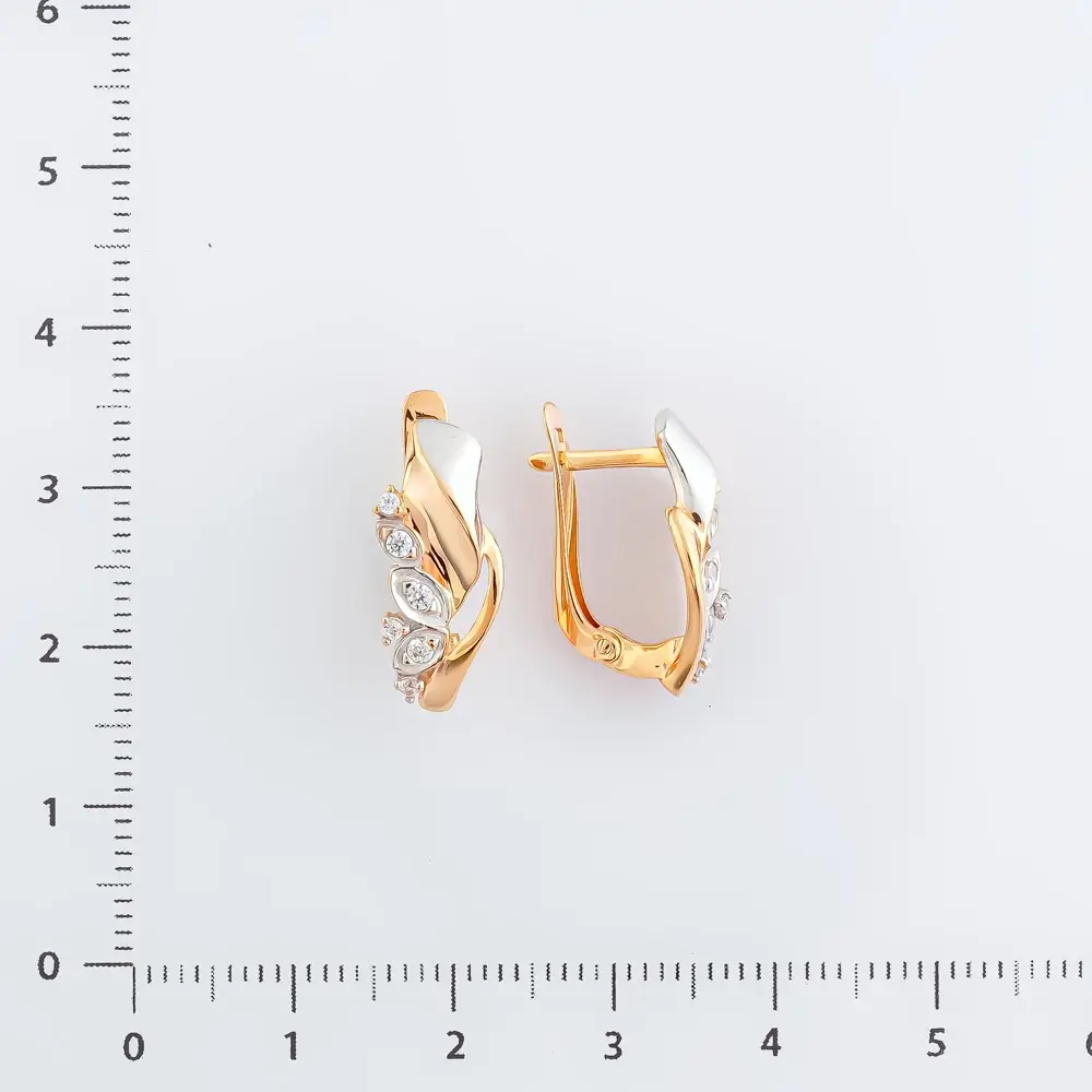 Серьги с фианитом из красного золота 585 пробы 2