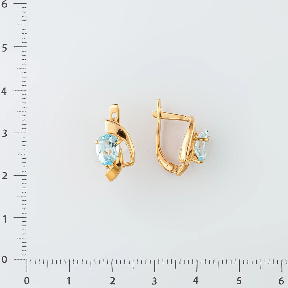 Серьги с топазом из красного золота 585 пробы