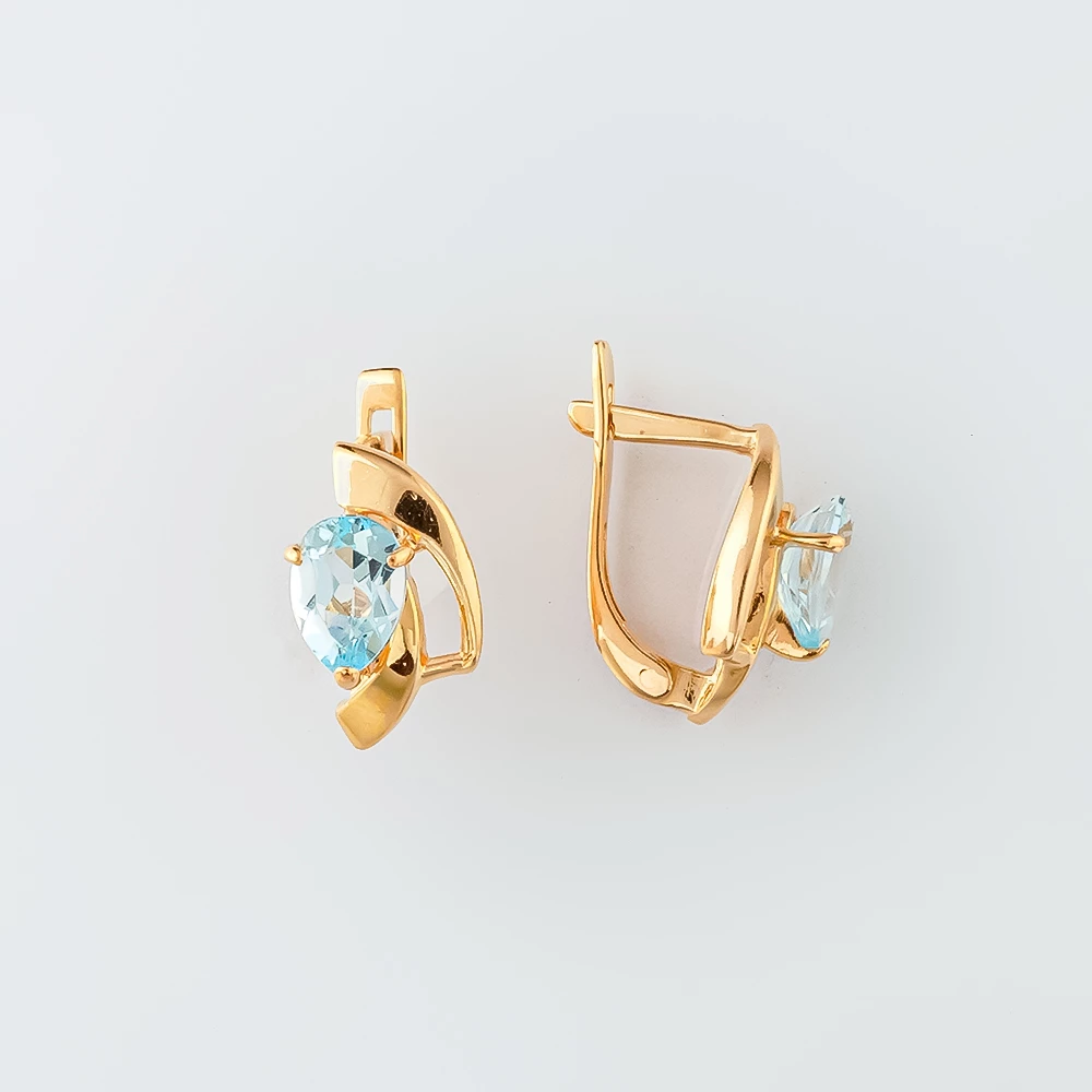 Серьги с топазом из красного золота 585 пробы