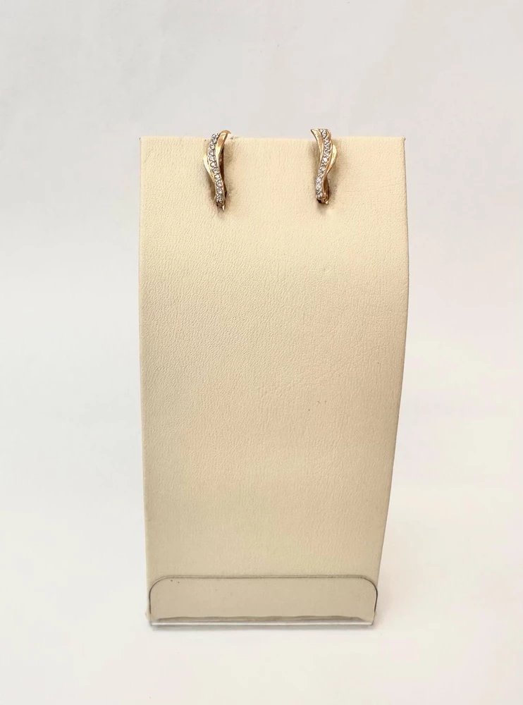 Серьги с фианитом из красного золота 375 пробы