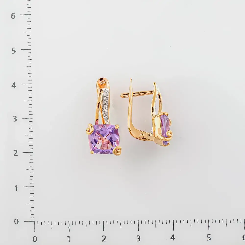 Серьги с аметистом из красного золота 585 пробы 2