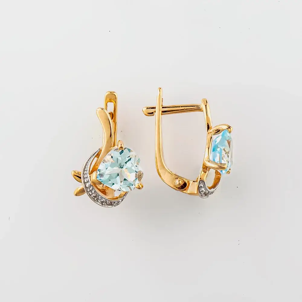 Серьги с топазом из красного золота 585 пробы