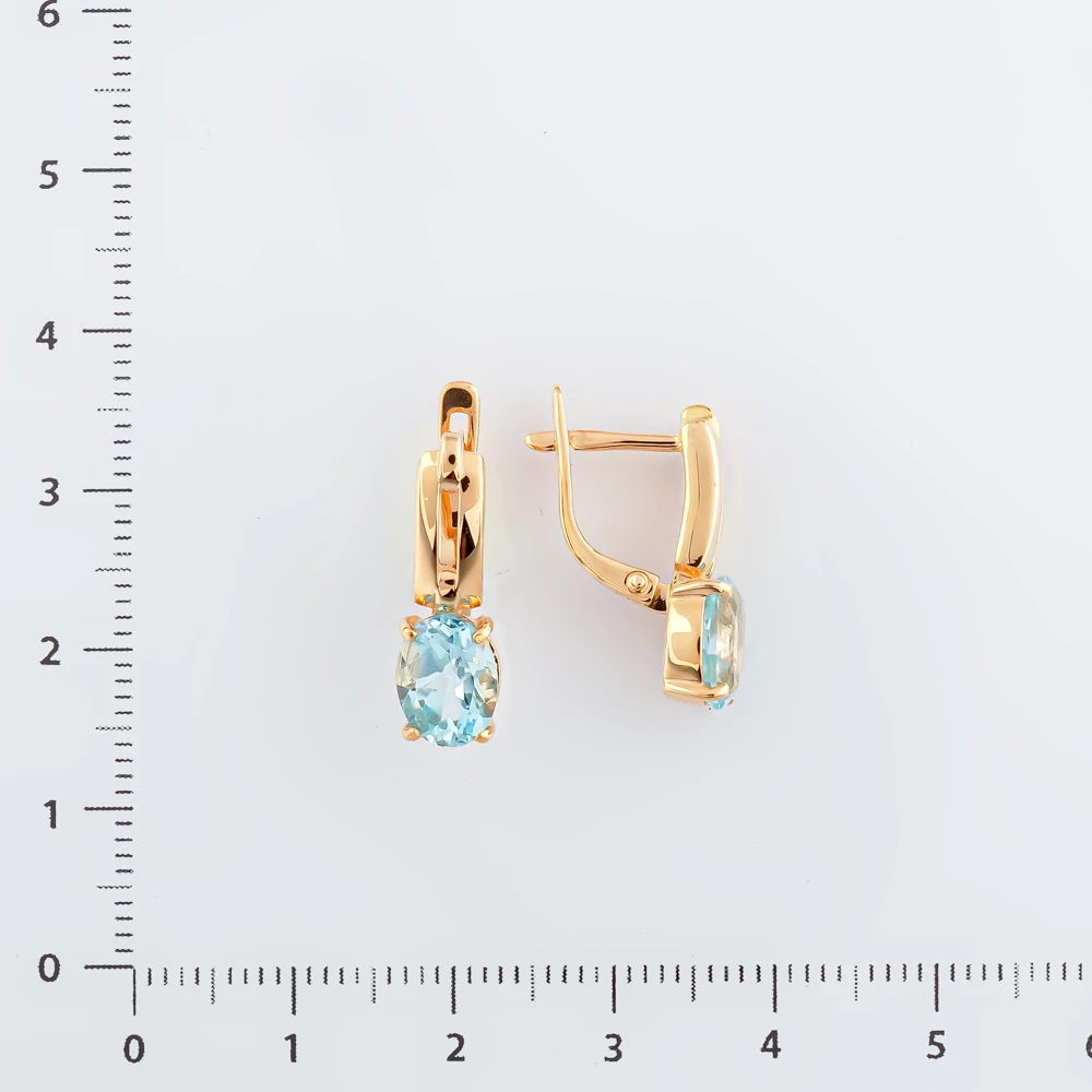 Серьги с топазом из красного золота 585 пробы