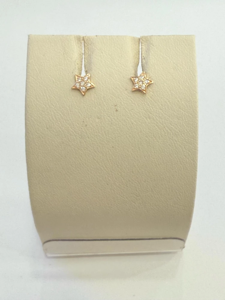 Серьги-продевки с фианитом из красного золота 585 пробы