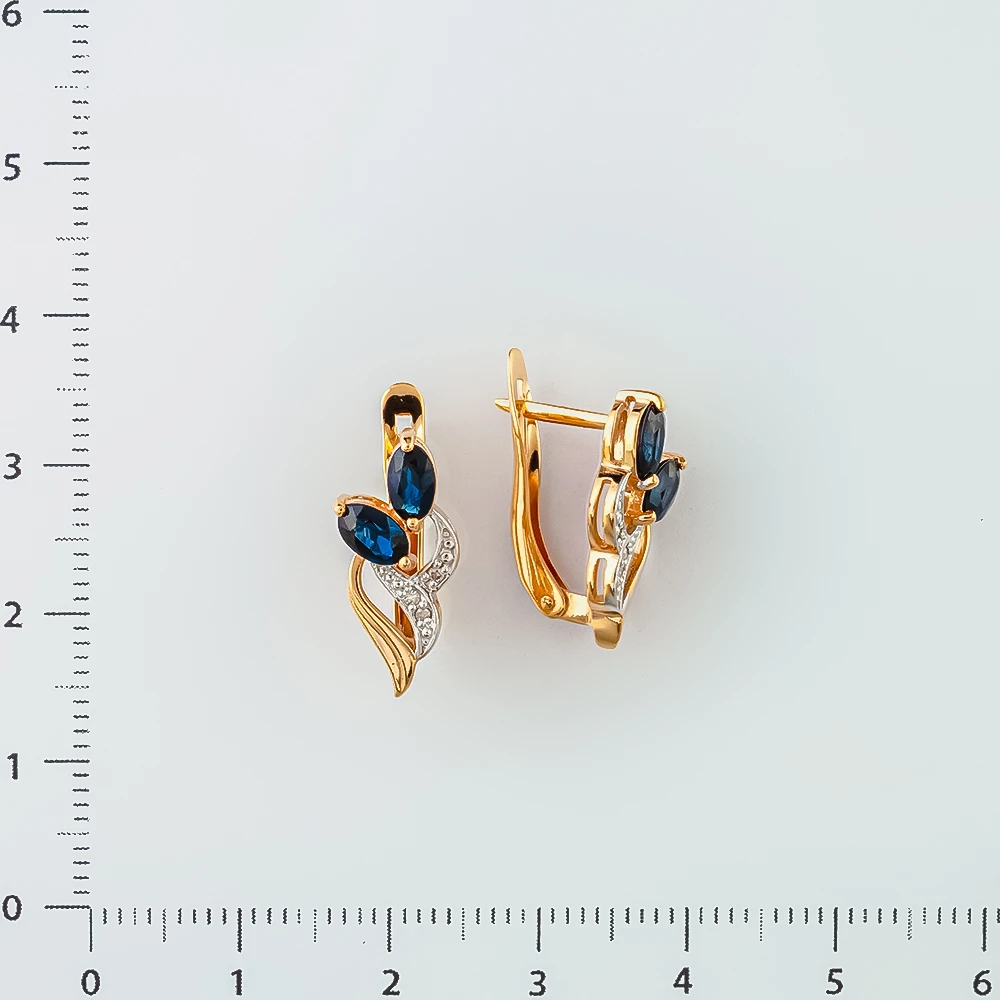 Серьги с сапфиром из красного золота 585 пробы