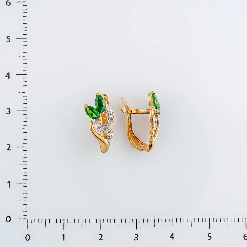 Серьги с фианитом из красного золота 585 пробы