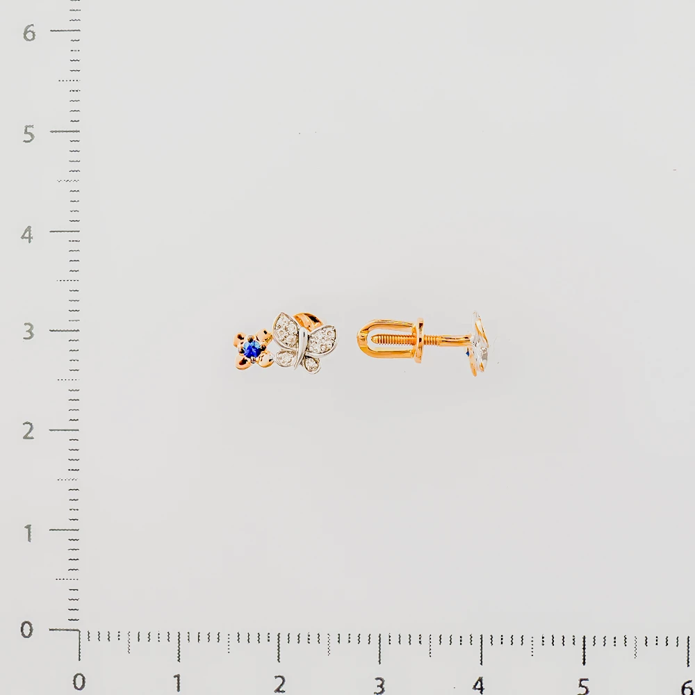 Серьги с сапфиром из красного золота 585 пробы