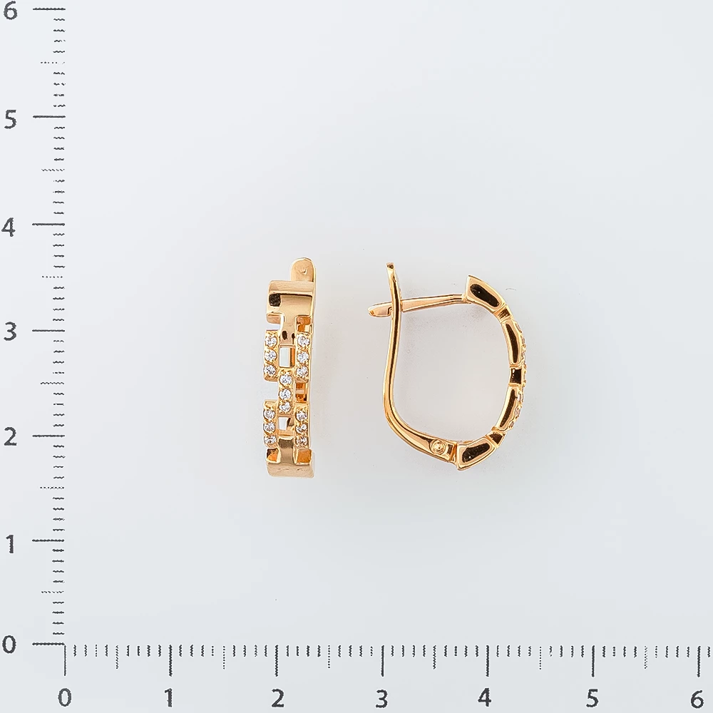 Серьги с фианитом из красного золота 585 пробы