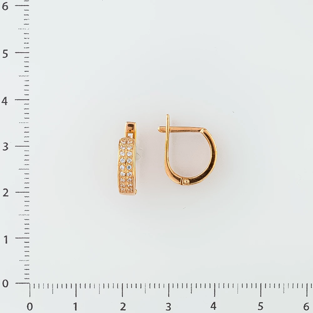 Серьги с фианитом из красного золота 585 пробы