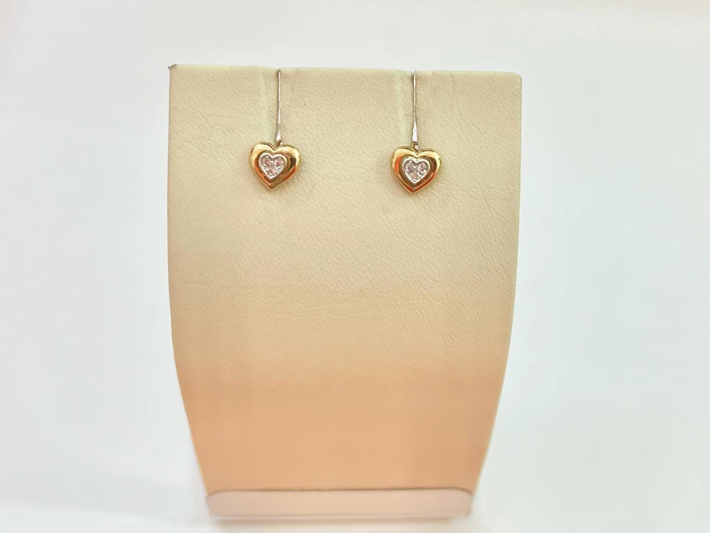 Серьги с фианитом из красного золота 375 пробы