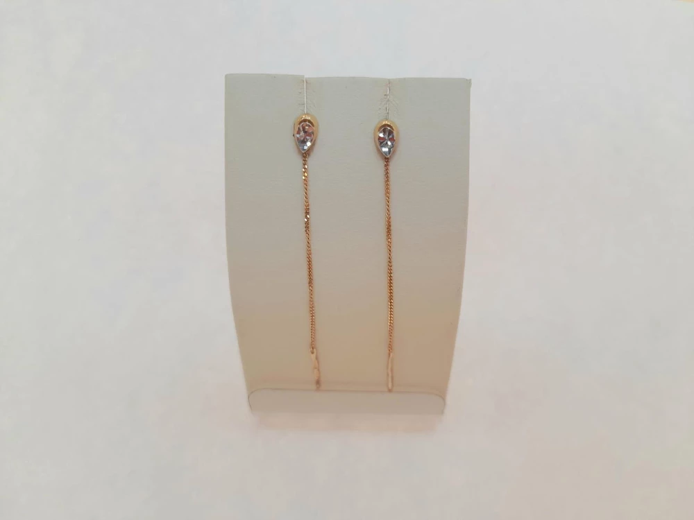 Серьги-продевки из красного золота 585 пробы