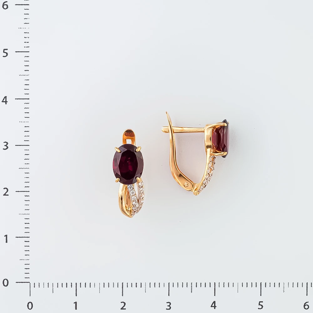 Серьги с фианитом из красного золота 585 пробы