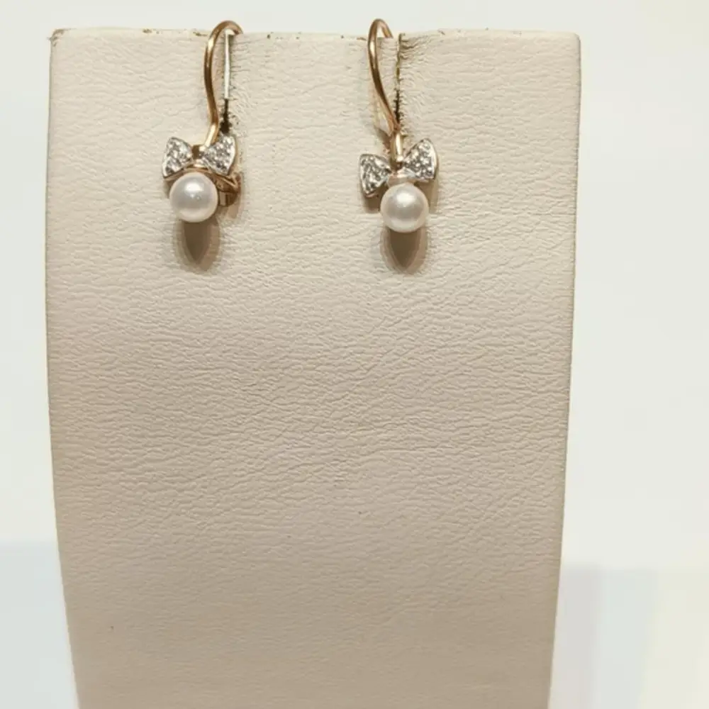 Серьги с культивированным жемчугом из красного золота 585 пробы 1