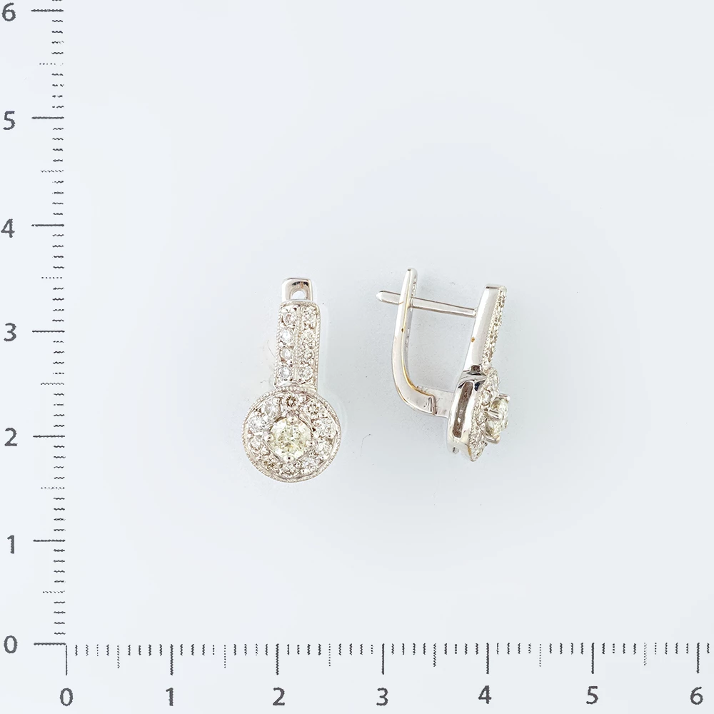 Серьги с бриллиантом из белого золота 585 пробы