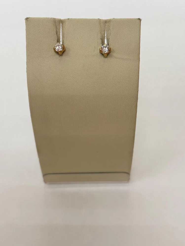 Серьги с фианитом из красного золота 585 пробы