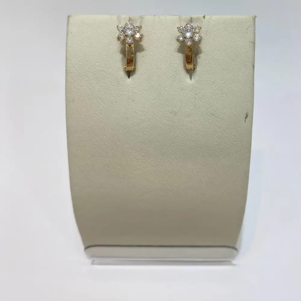 Серьги с фианитом из красного золота 585 пробы 1