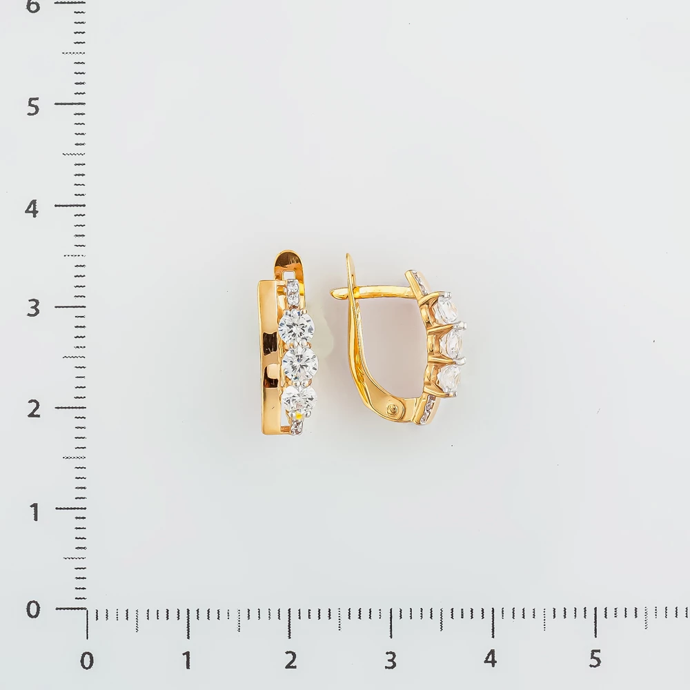 Серьги с фианитом из красного золота 585 пробы