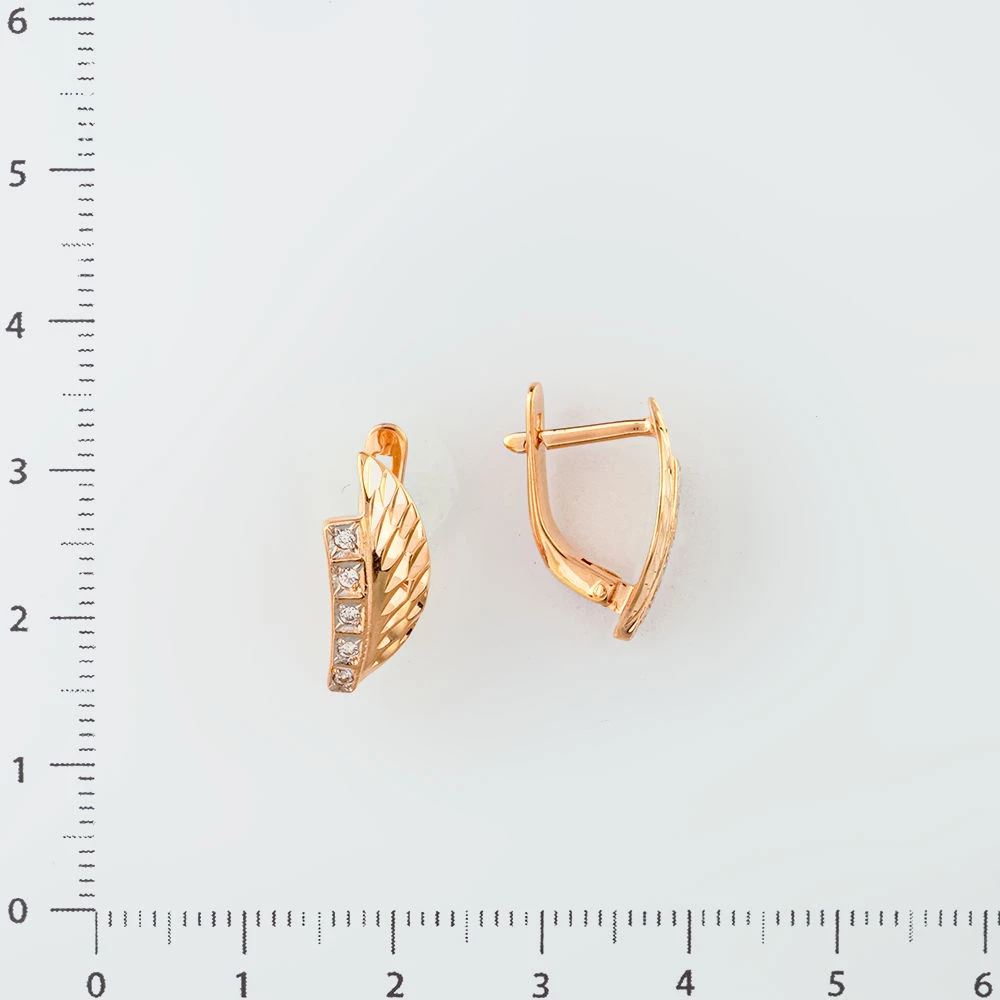 Серьги с фианитом из красного золота 585 пробы