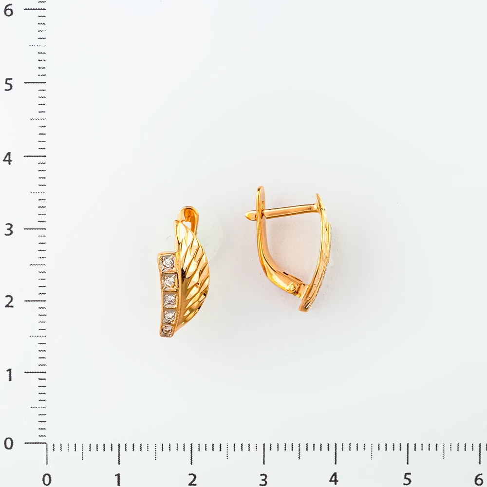 Серьги с фианитом из красного золота 585 пробы