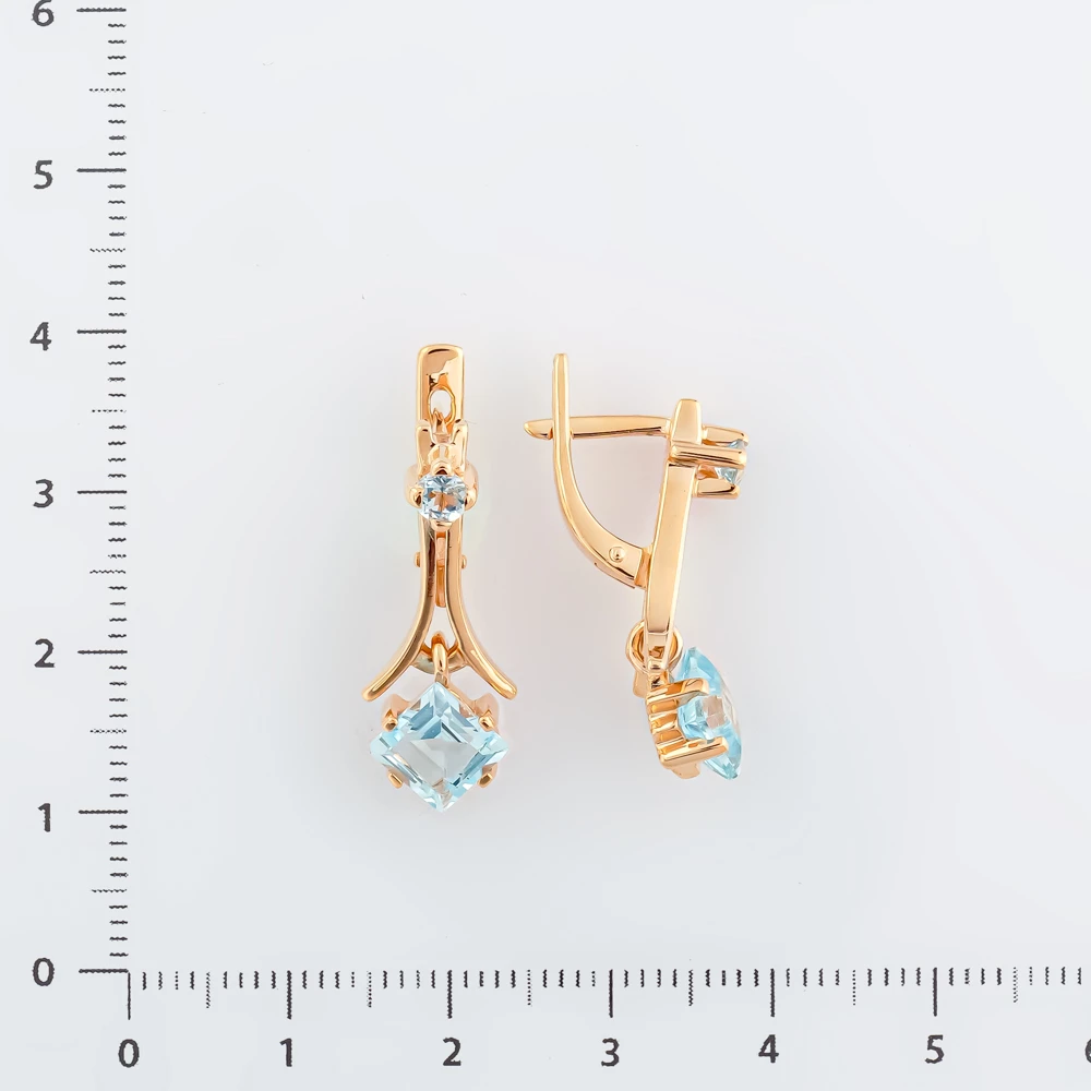 Серьги с топазом из красного золота 585 пробы