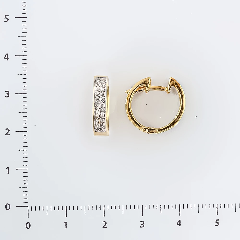 Серьги конго с бриллиантом из желтого золота 585 пробы