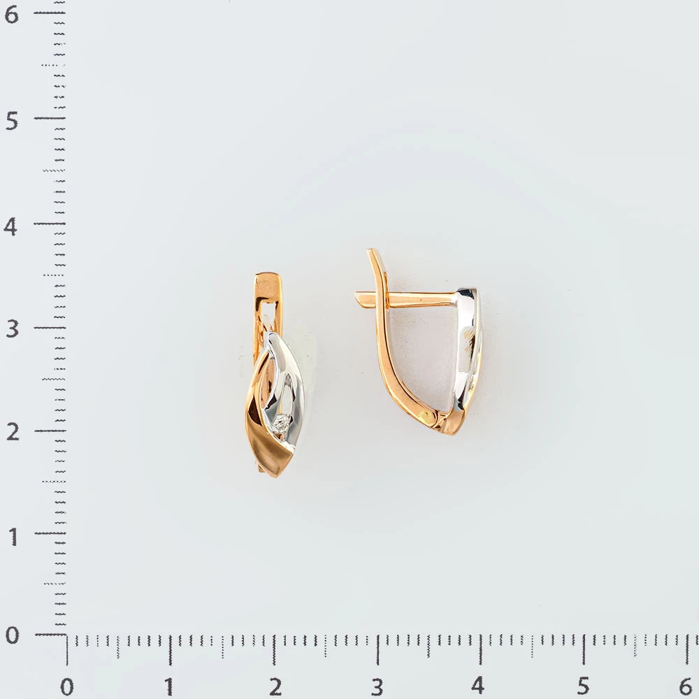 Серьги с бриллиантом из красного золота 585 пробы