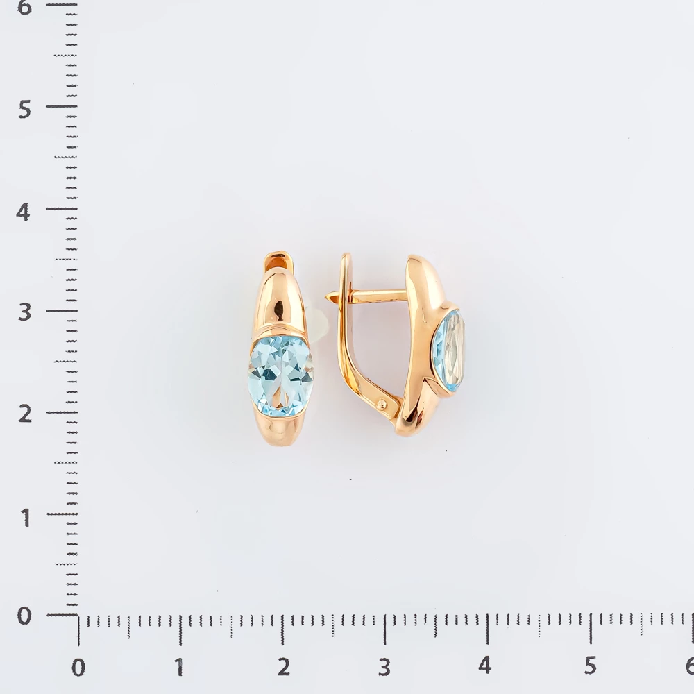 Серьги с топазом из красного золота 585 пробы