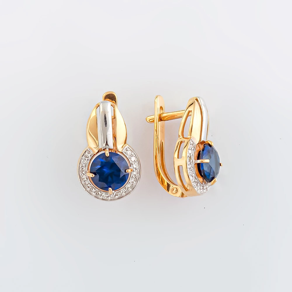 Серьги с ситаллом из красного золота 585 пробы