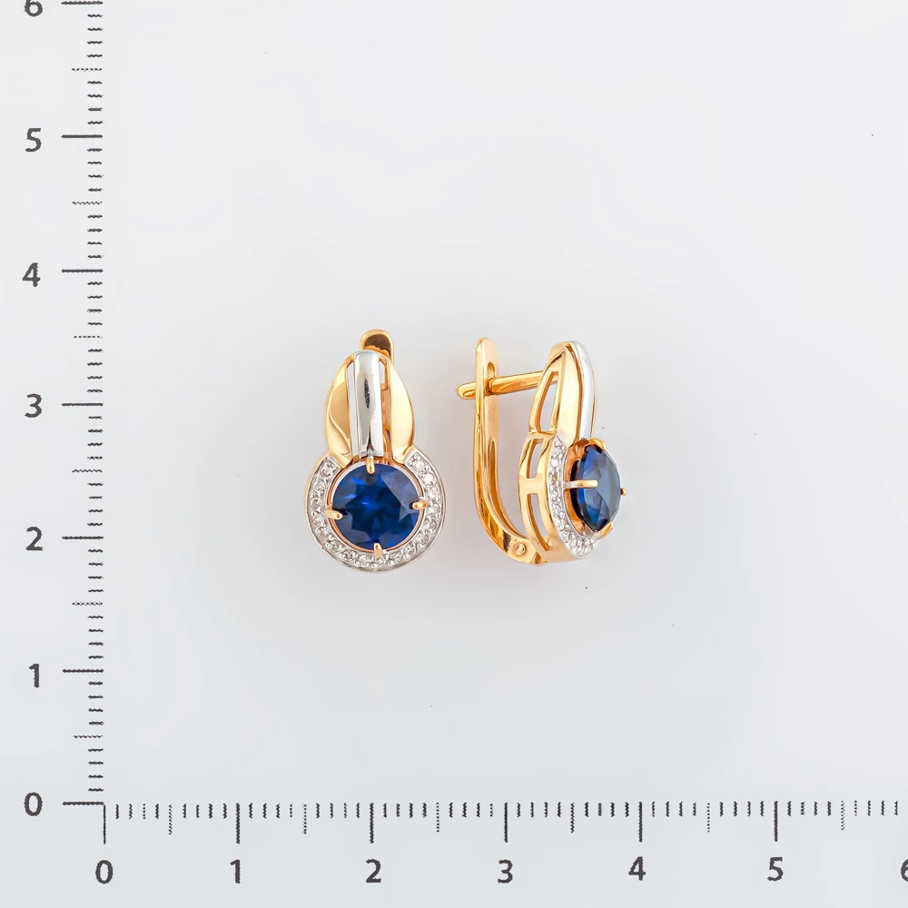 Серьги с ситаллом из красного золота 585 пробы