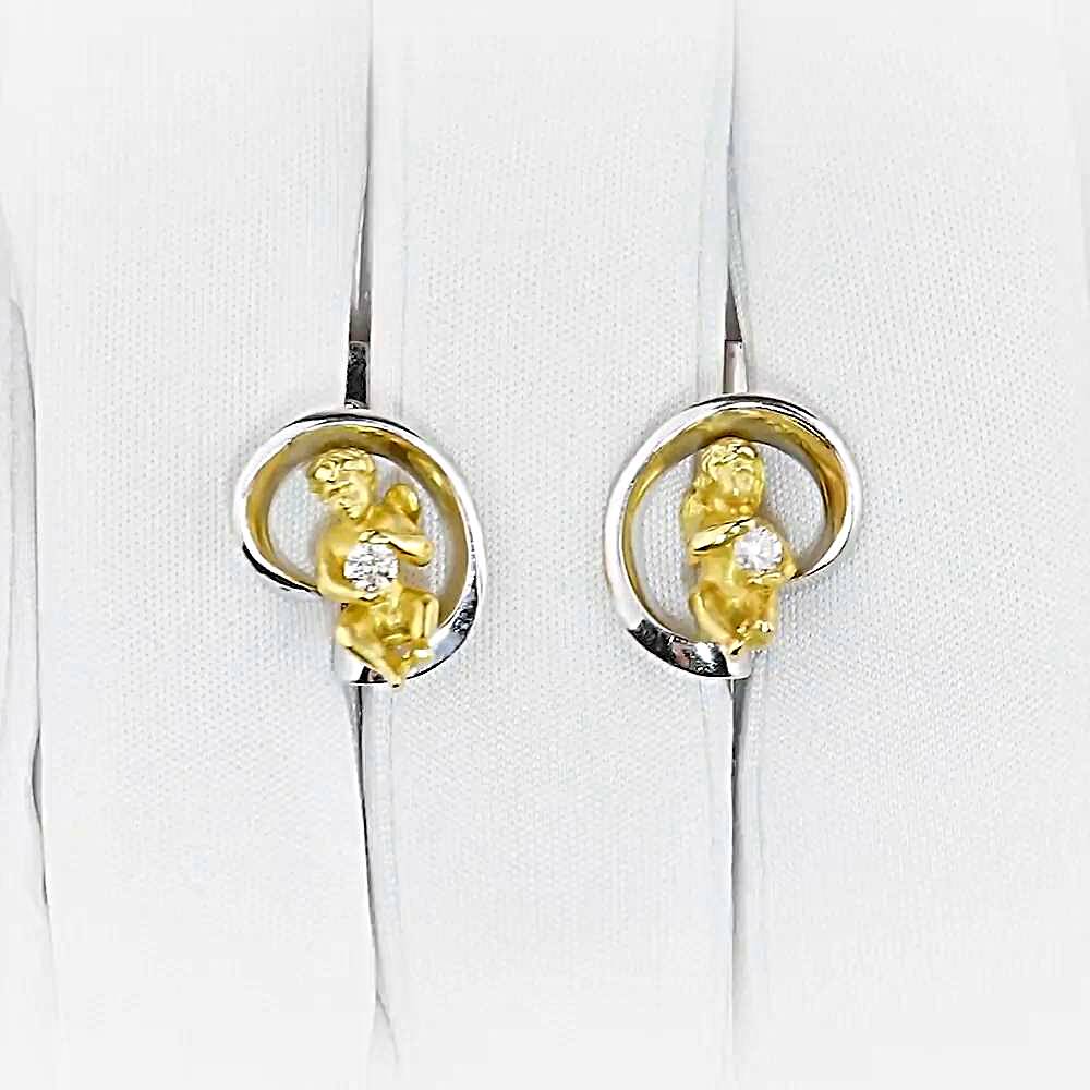 Серьги с бриллиантом из желтого золота 585 пробы 1