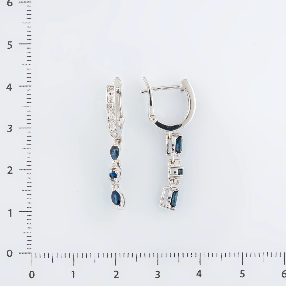 Серьги с сапфиром из белого золота 585 пробы