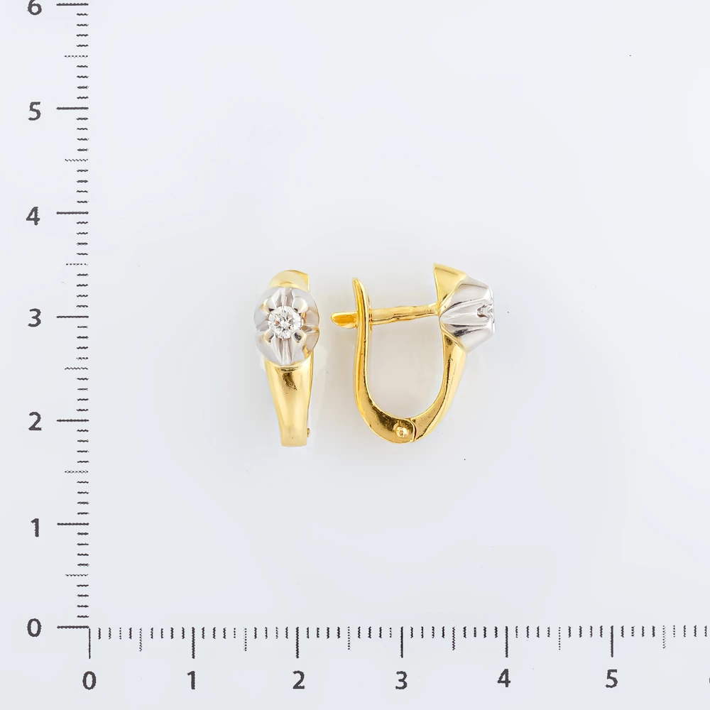 Серьги с бриллиантом из желтого золота 585 пробы