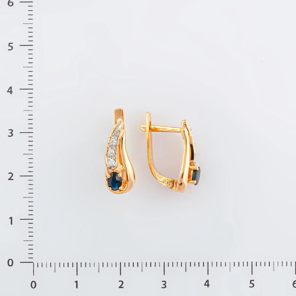 Серьги с сапфиром из красного золота 585 пробы